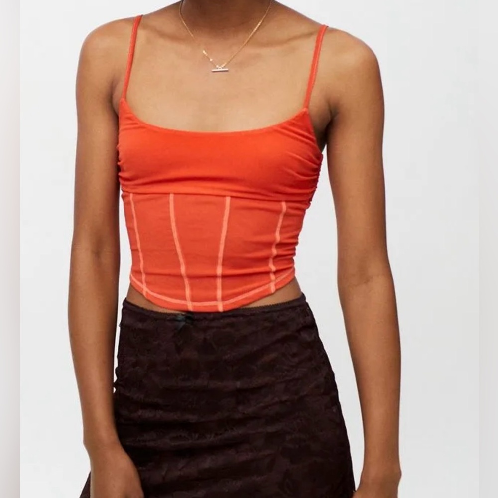 Urban Outfitters Hal Mesh Cropped Orange Camisole Top S